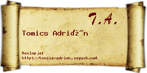 Tomics Adrián névjegykártya